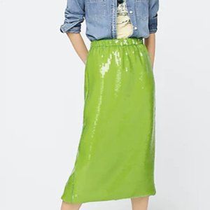 Tag-on J.Crew Lime Midi Skirt in Sequins